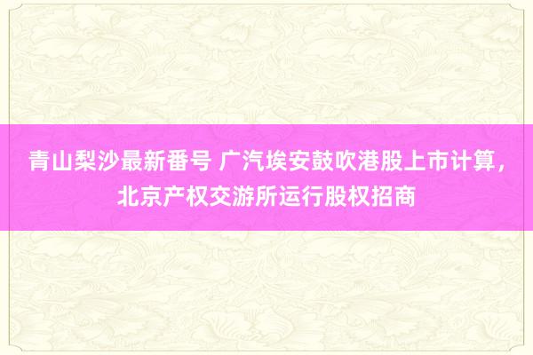 青山梨沙最新番号 广汽埃安鼓吹港股上市计算，北京产权交游所运行股权招商