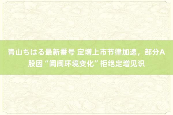 青山ちはる最新番号 定增上市节律加速，部分A股因“阛阓环境变化”拒绝定增见识