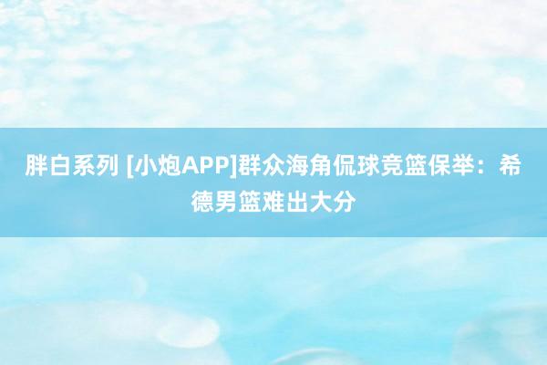 胖白系列 [小炮APP]群众海角侃球竞篮保举：希德男篮难出大分