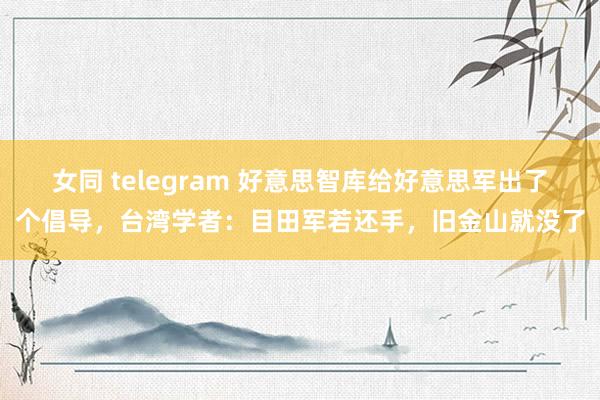 女同 telegram 好意思智库给好意思军出了个倡导，台湾学者：目田军若还手，旧金山就没了