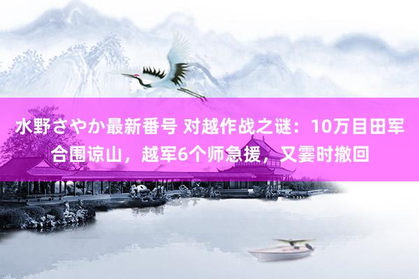 水野さやか最新番号 对越作战之谜：10万目田军合围谅山，越军6个师急援，又霎时撤回