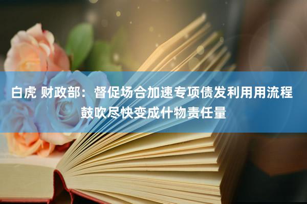 白虎 财政部：督促场合加速专项债发利用用流程 鼓吹尽快变成什物责任量