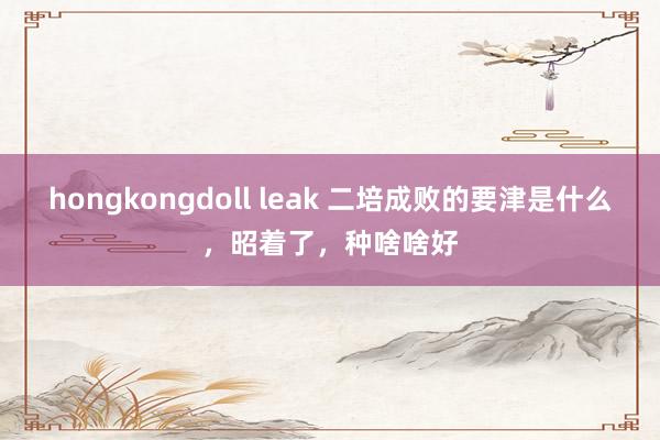 hongkongdoll leak 二培成败的要津是什么，昭着了，种啥啥好