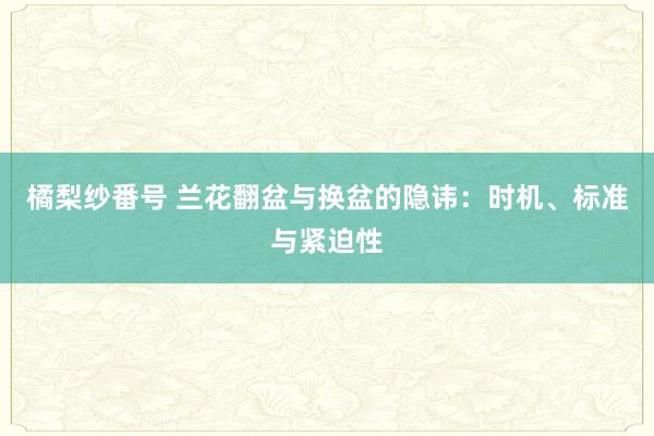 橘梨纱番号 兰花翻盆与换盆的隐讳：时机、标准与紧迫性