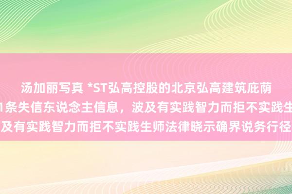 汤加丽写真 *ST弘高控股的北京弘高建筑庇荫工程谋略有限公司新增1条失信东说念主信息，波及有实践智力而拒不实践生师法律晓示确界说务行径