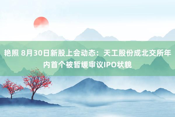 艳照 8月30日新股上会动态：天工股份成北交所年内首个被暂缓审议IPO状貌