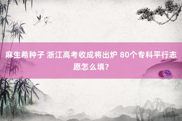 麻生希种子 浙江高考收成将出炉 80个专科平行志愿怎么填？